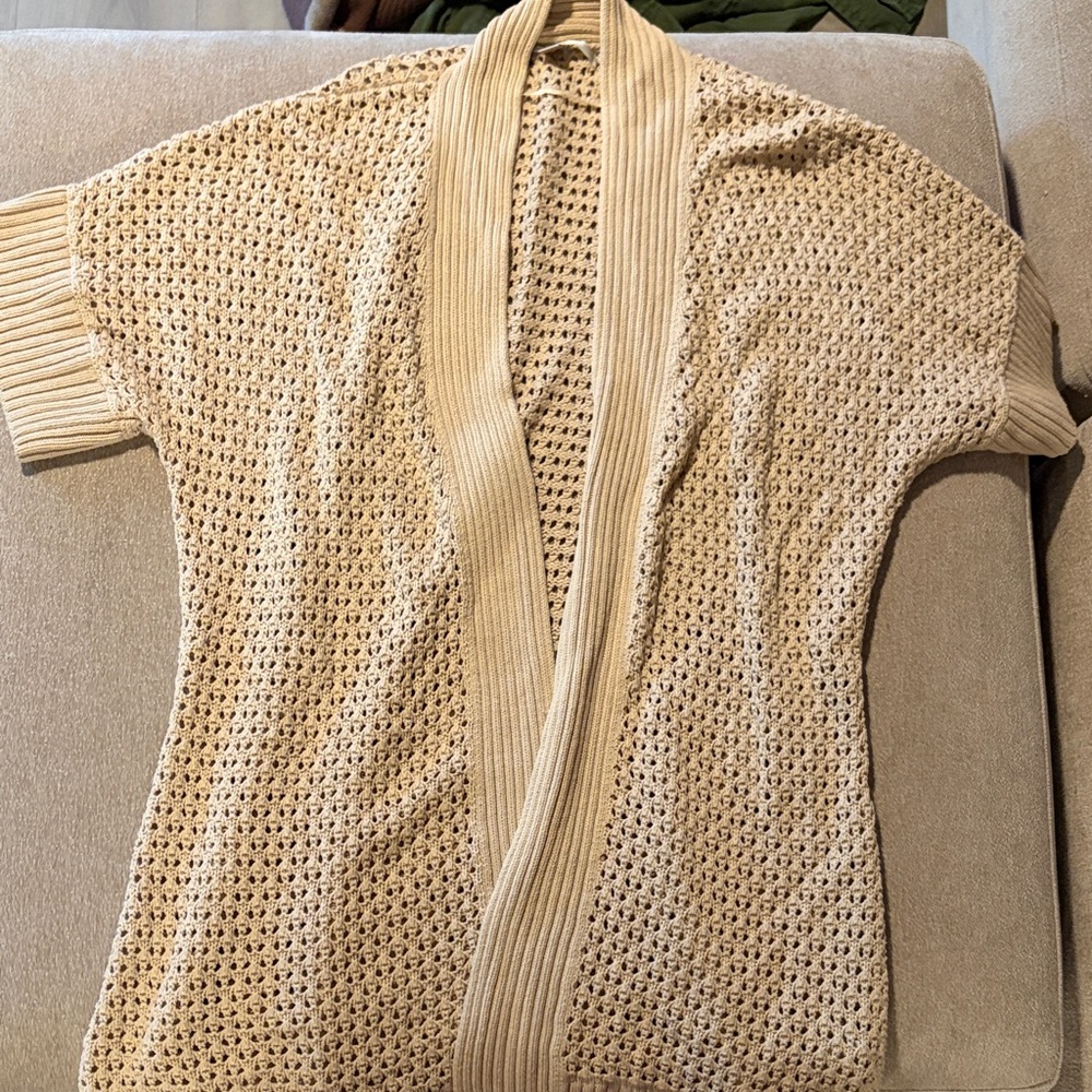 LC Lauren Conrad Tan Open-Front Cardigan